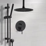 Remer SFR89 Matte Black Ceiling Rain Shower System with Handheld, Rainfall Shower Head, Shower Faucet Set